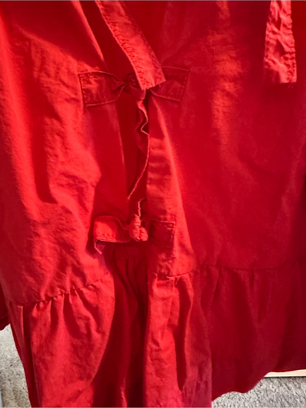 Olivaceous Bright Red Tie-Front Peplum Tunic